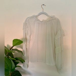 All : row Texture Lace Ivory Long Sleeve Top Size Small